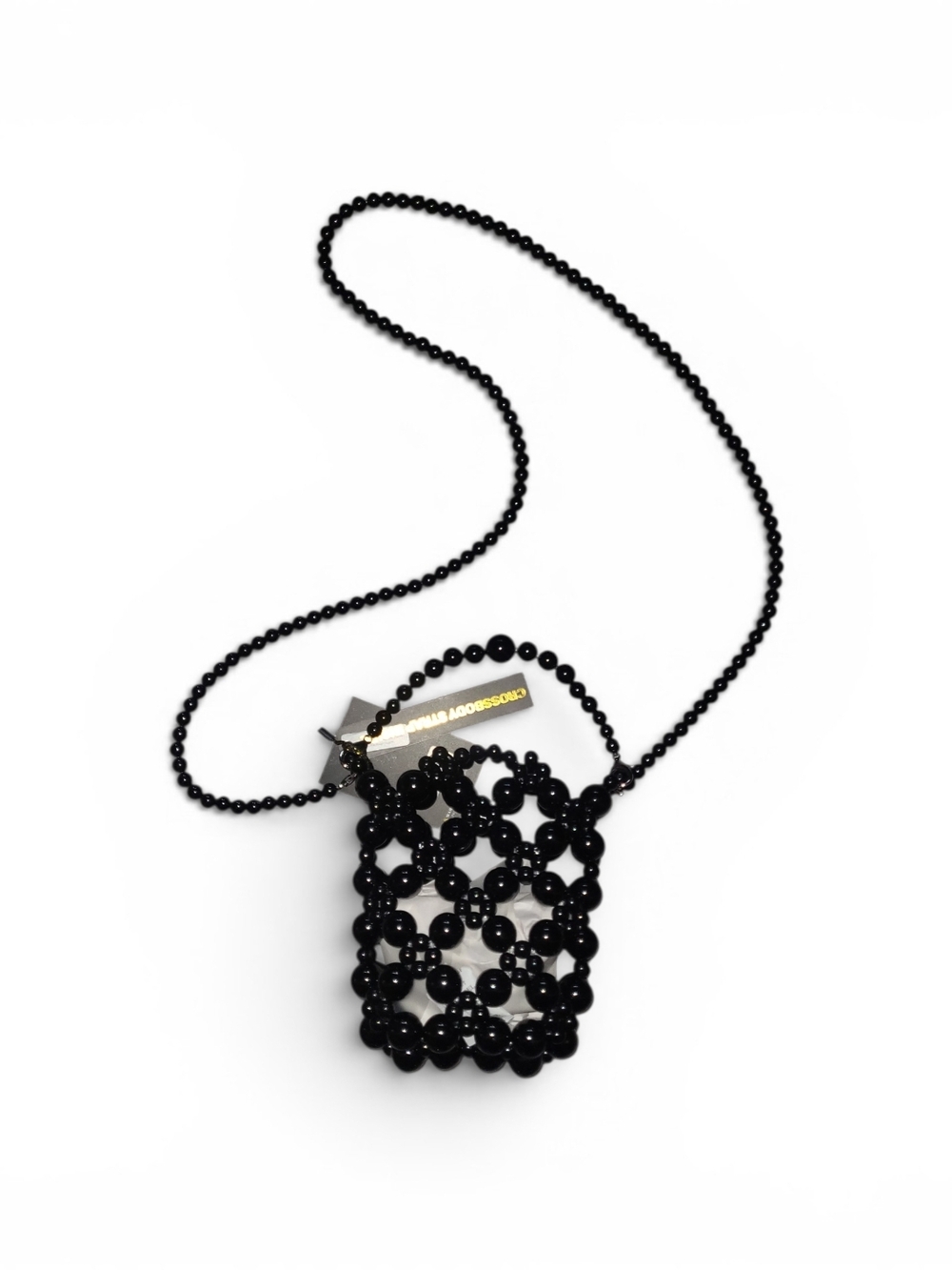 Black Beaded Crossbody Pouch